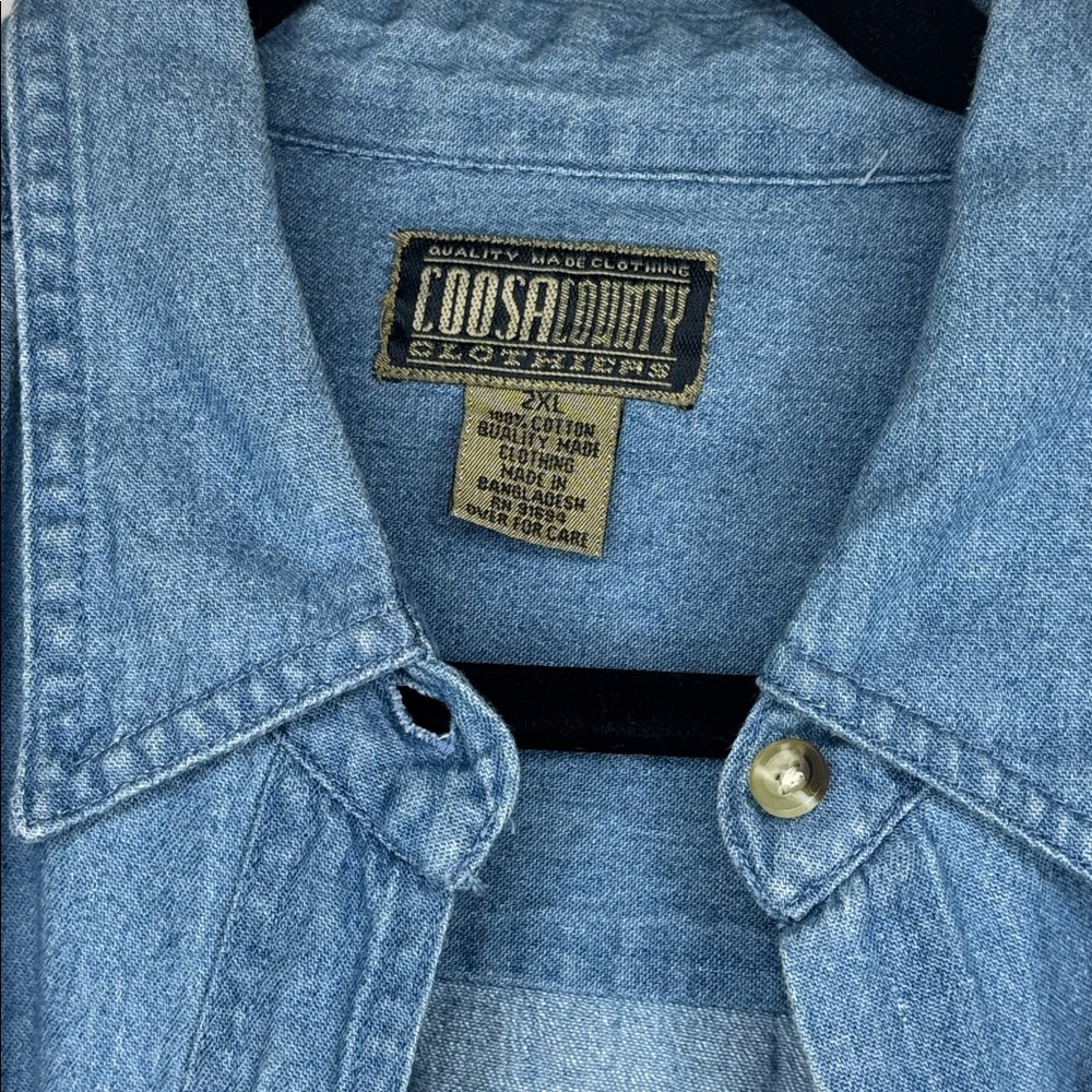 Coosa County Classic Blue Denim Button Down Men’s Long Sleeve Shirt. Sz 2XL. - Picture 2 of 5